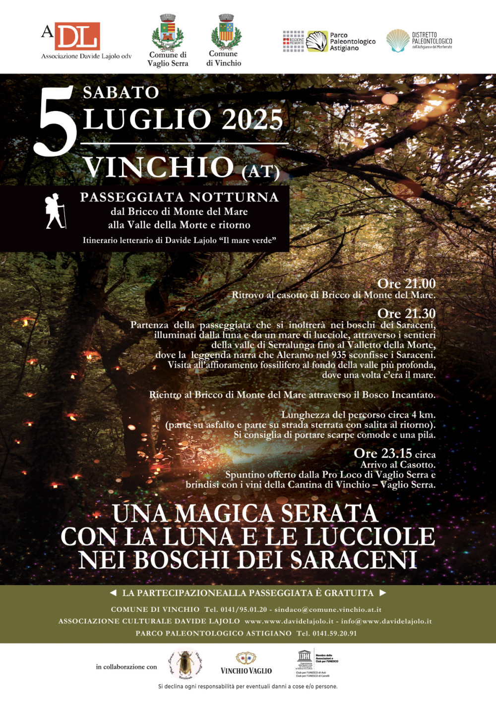 Passeggiata notturna Con la luna e le lucciole nei boschi dei Saraceni