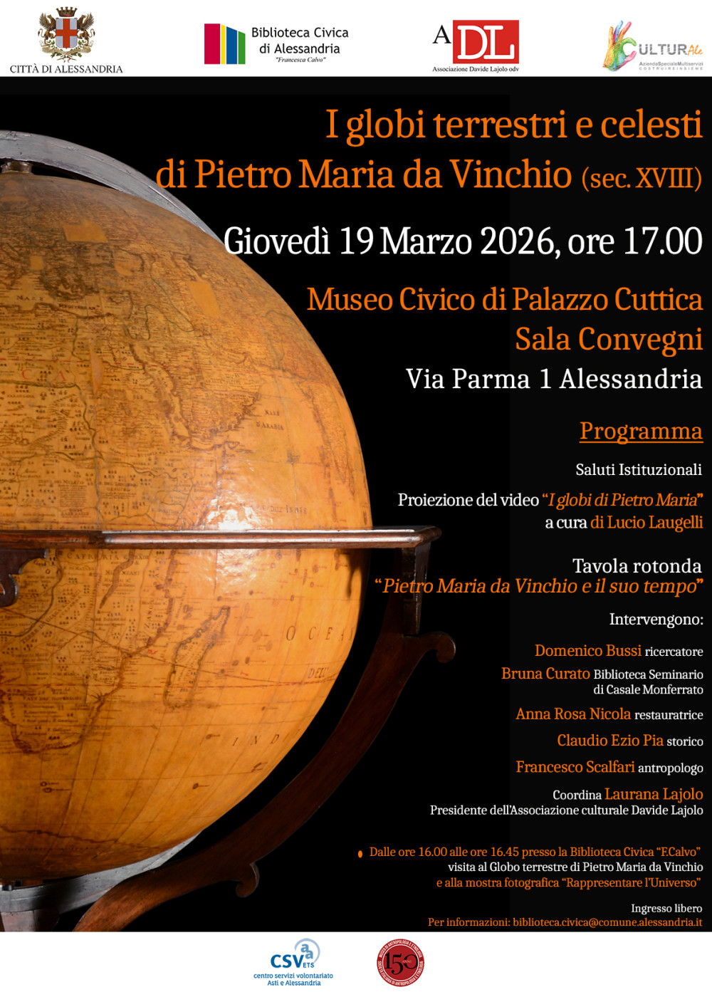 I globi di Pietro Maria da Vinchio a Alessandria