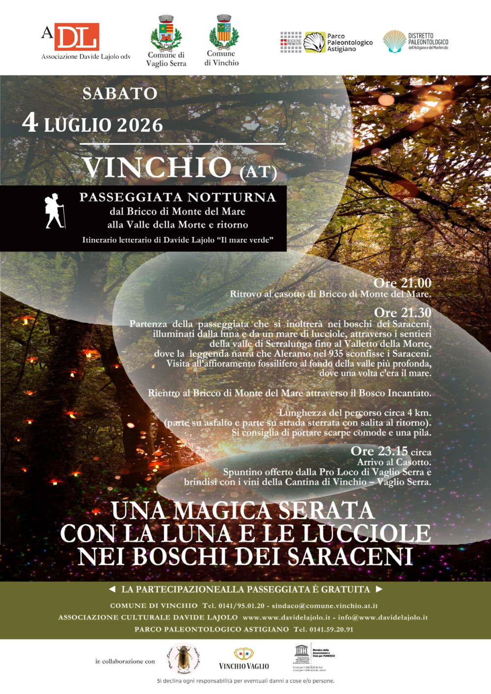 Comunicato stampa "“Con la luna e le lucciole nei boschi dei Saraceni”